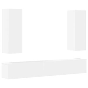 vidaXL 5-daļīgs TV skapī&scaron;u komplekts, balts, inženierijas koks