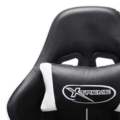 vidaXL datorspēļu krēsls ar kāju balstu, melna un balta mākslīgā āda