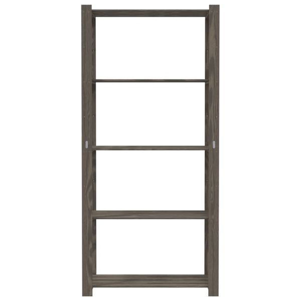 vidaXL 5-līmeņu glabā&scaron;anas plaukts, pelēka, 80x38x170 cm, priedes koks