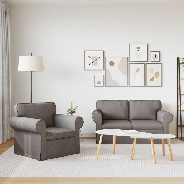 vidaXL Dīvāns 2 pcs Pelēkbrūna 155 x 82 x 80 cm audums