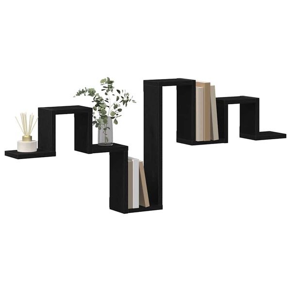 vidaXL Sienas plaukts Melns ozols 104.5 x 10 x 43 cm Inženierijas koks