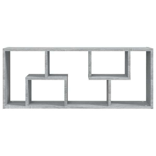 vidaXL sienas plaukts, pelēka ozolkoka, 36x16x90 cm, inženierijas koks