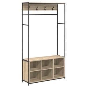 vidaXL Mēteļu stends ar apavu soli Sonomas ozols 100 x 32 x 180,5 cm