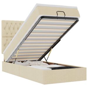 vidaXL Osmaņu gultas rāmis ar matrača krēma 90x200 cm audums