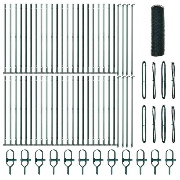 vidaXL Žoga āķis Zaļa 100 x 0,8 m (13 mm tīkls) Tērauds un PVC