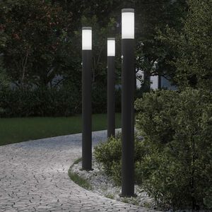 vidaXL stabveida gaismekļi ar sensoru, 3 gab., 110 cm, nerūsējo&scaron;ais tērauds, IP44