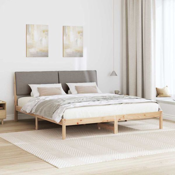 vidaXL Gultas rāmis Braun un taupe 200 x 200 cm Priedes masīvkoks