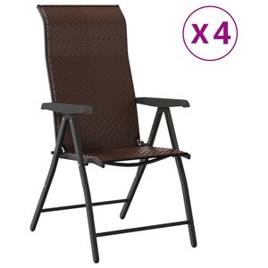 vidaXL saliekami dārza krēsli, 4. gab., brūna PE rotangpalma