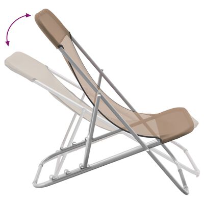 vidaXL saliekami sauļošanās krēsli 2gab. pelēkbrūns tekstilēns tērauds