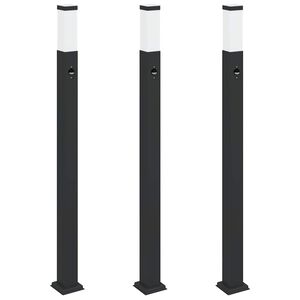 vidaXL stabveida gaismekļi ar sensoru, 3 gab., 110 cm, melni, IP44