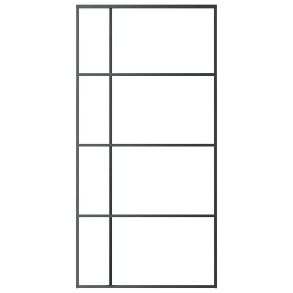 vidaXL bīdāmās durvis, 102,5x205 cm, ESG stikls, melns alumīnijs