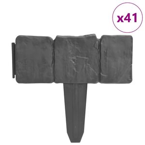 vidaXL zāliena apmales, 41 gab., akmeņu dizains, plastmasa, 10 m