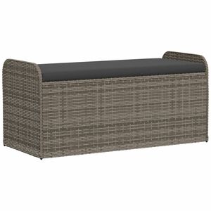 vidaXL sols/mantu kaste ar matraci, 115x51x52cm, pelēka PE rotangpalma