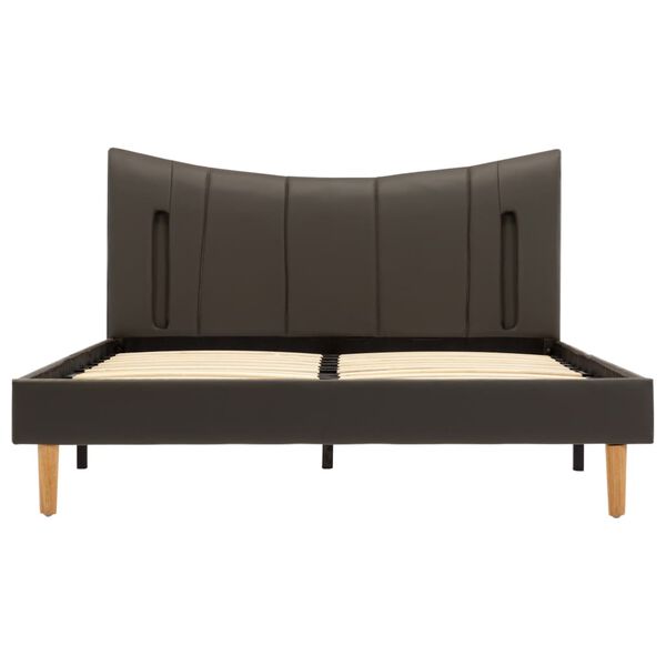 vidaXL gultas rāmis ar LED, pelēka mākslīgā āda, 120x200 cm