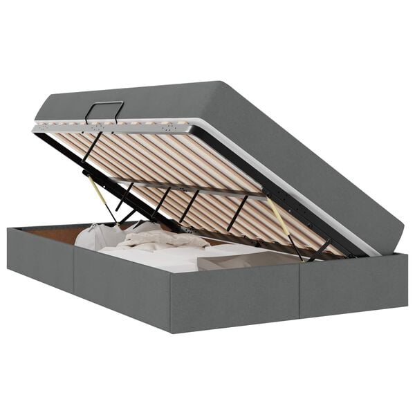 vidaXL Gulta ar uzglabā&scaron;anas vietu un matraci ar matraci Tum&scaron;i pelēks