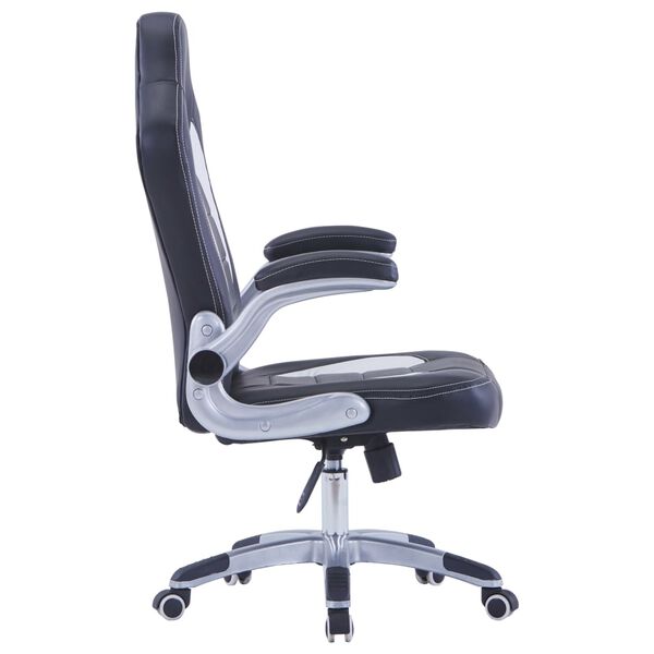 vidaXL datorspēļu krēsls, melna mākslīgā āda