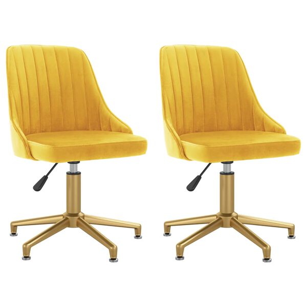 vidaXL grozāmi virtuves krēsli, 2 gab., dzeltens samts