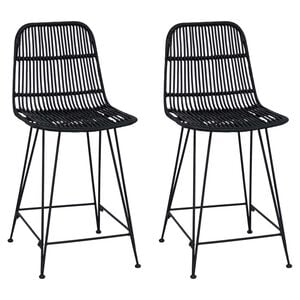 vidaXL Bāra krēsls 2 gab. Melns 44 x 54 x 96 cm Rattan un Tērauds