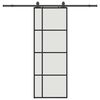 vidaXL bīdāmās durvis ar stiprinājumiem, melns, stikls, 76x205 cm