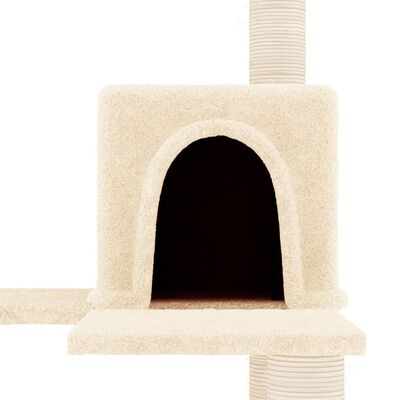 vidaXL kaķu māja ar sizala stabiem nagu asināšanai, 153 cm, bēša