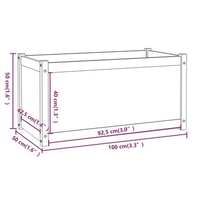 vidaXL dārza puķu kaste, 100x50x50 cm, balts priedes masīvkoks