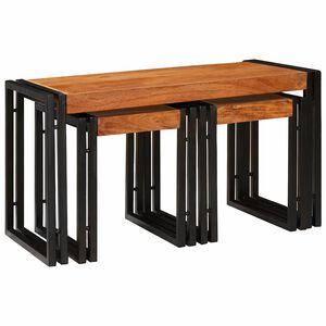 vidaXL Nesting galds 3 gab. Brūns un melns 82 x 40 x 45 cm