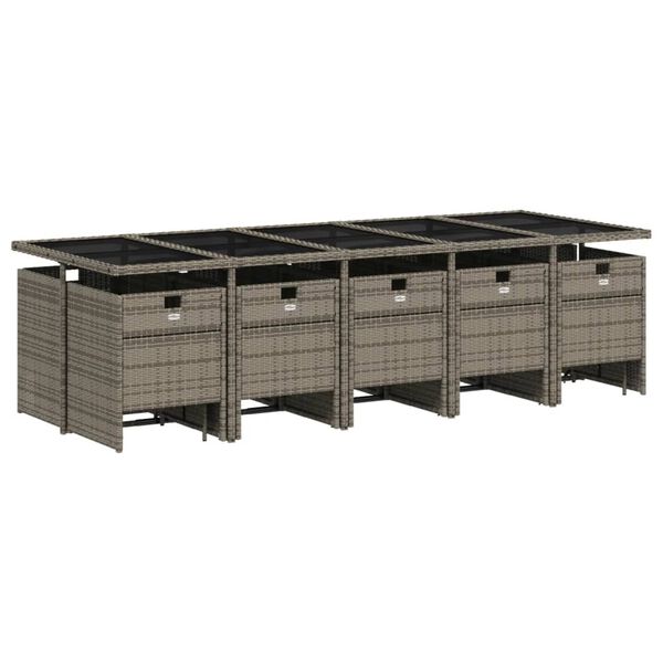 vidaXL 15-daļīgs dārza mēbeļu komplekts ar matračiem, PE rotangpalma