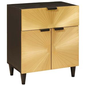 vidaXL Naktsgaldiņ&scaron; Melns un zelts 50 x 33 x 60 cm Inženierijas koks