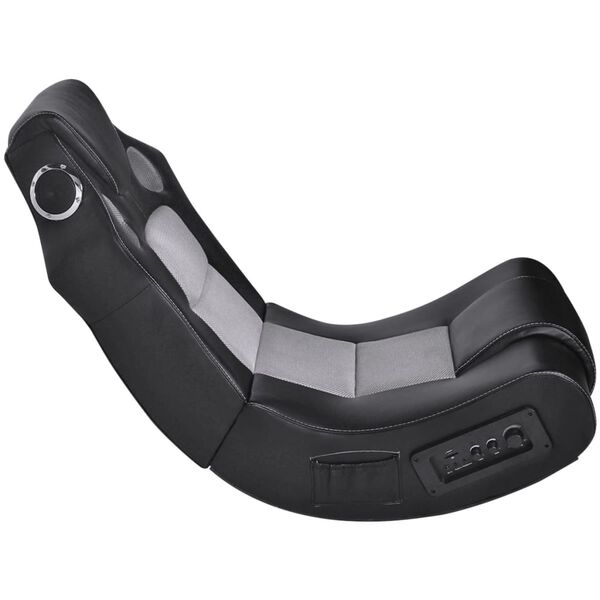 vidaXL muzikāls &scaron;ūpuļkrēsls, melns ar pelēku, mākslīgā āda