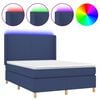 vidaXL atsperu gulta ar matraci, LED, zils audums, 140x190 cm