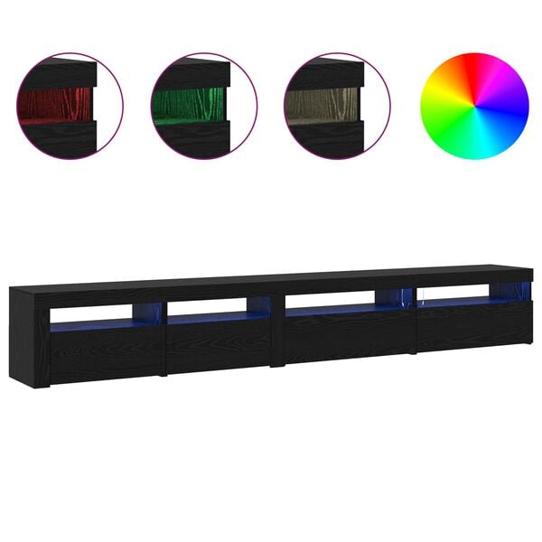 vidaXL TV skapī&scaron;u komplekts 3 pcs Melns ozolkoks 270 x 35 x 40 cm