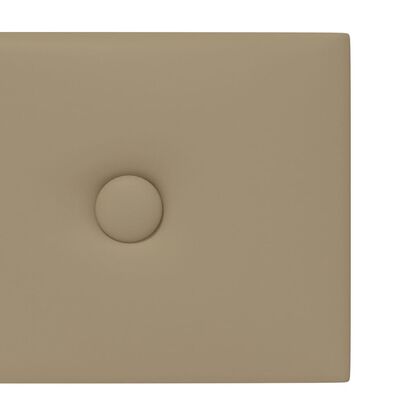 vidaXL sienas paneļi, 12 gab., kapučīno krāsa, 60x15 cm, mākslīgā āda