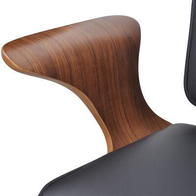 vidaXL grozāms biroja krēsls, liekts koks ar mākslīgās ādas apdari