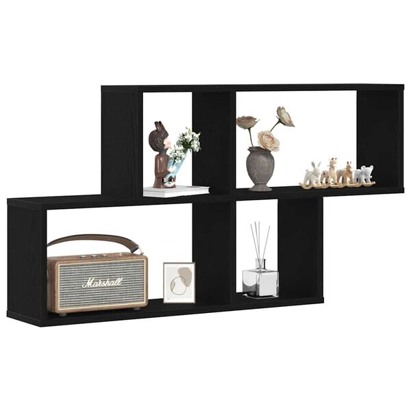 vidaXL Sienas plaukts Melns ozolkoks 76 x 15 x 53 cm Inženierijas koks