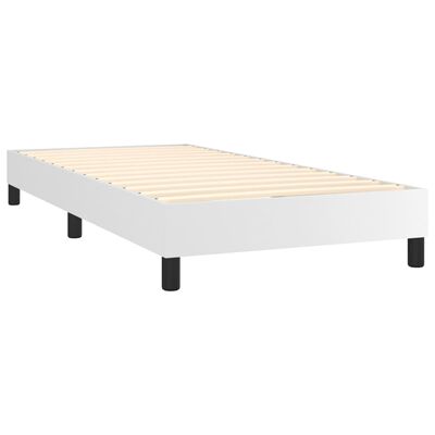 vidaXL atsperu gulta ar matraci, balta, 80x200 cm, mākslīgā āda