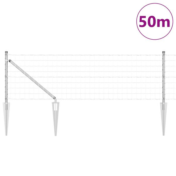vidaXL Žogs ar stabu Sudraba 0,6 x 50 m Tērauds