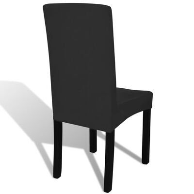 vidaXL elastīgi krēslu pārvalki, 6 gab., melni