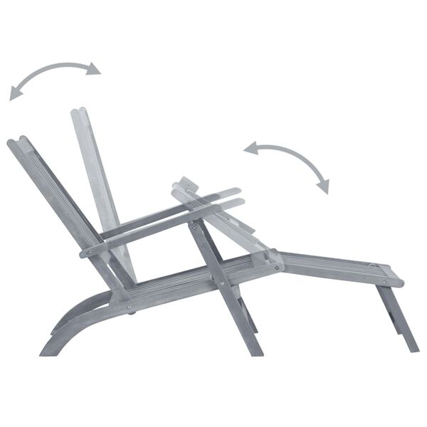 vidaXL atpūtas krēsls ar kāju balstu un matraci, akācijas masīvkoks