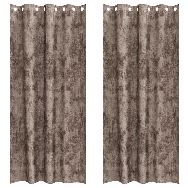 vidaXL Samta aizkari ar aizkariem 2 pcs Kapučīno 245 x 140 cm Samts