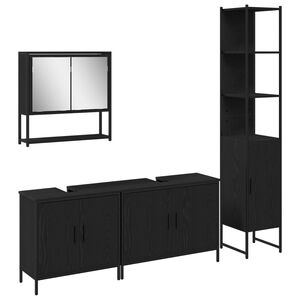 vidaXL Vannas istabas mēbeļu komplekts 4 gab. Melna 33 x 33 x 185,5 cm