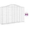 vidaXL arkveida gabiona grozi, 6 gb., 200x30x120/140cm, cinkota dzelzs