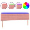 vidaXL gultas galvgalis ar LED, 180x5x78/88 cm, rozā samts