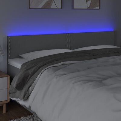 vidaXL gultas galvgalis ar LED, 160x5x78/88 cm, gaiši pelēks audums