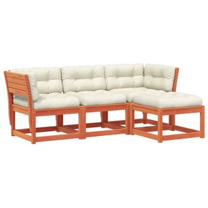 vidaXL 4-daļīgs dārza atpūtas mēbeļu komplekts, brūns priedes koks