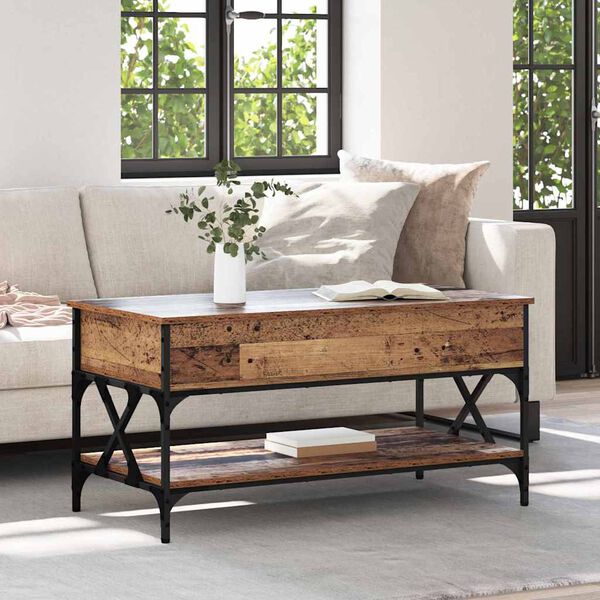 vidaXL Kafijas galdiņ&scaron; Vecs koks 100 x 50 x 50 cm Inženierijas koks