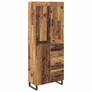vidaXL Augstais skapītis ar atvilktni Vecs koks 69,5 x 34 x 180 cm
