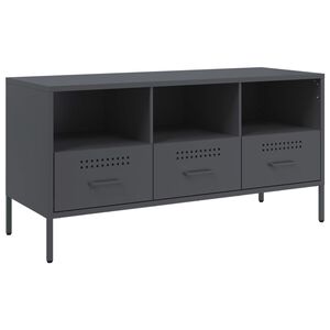 vidaXL TV skapītis, 100,5x39x50,5 cm, tērauds, antracītpelēks