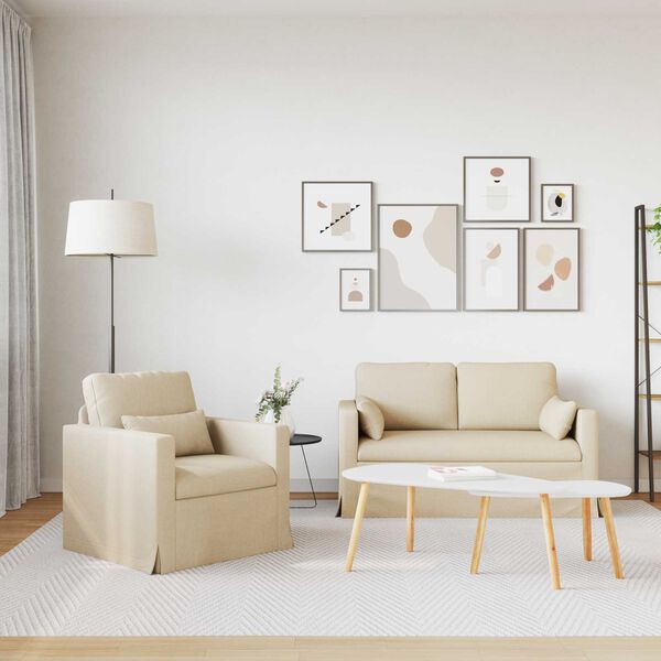 vidaXL Dīvāns 2 pcs Krēmkrāsa 139 x 78 x 80 cm audums