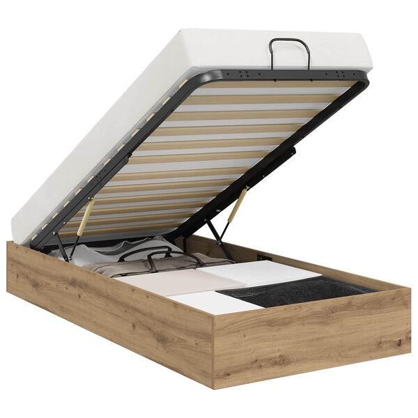 vidaXL Otomāna gultas rāmis ar uzglabā&scaron;anu Artisānā ozols 90 x 200 cm