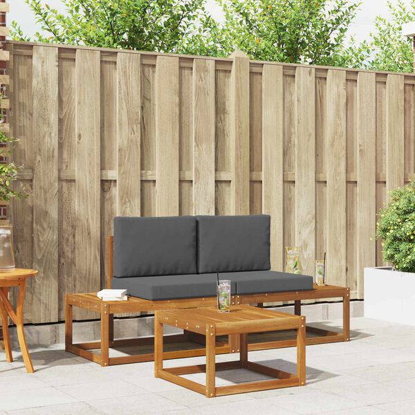 vidaXL Āra dīvānu komplekts ar spilvenu 3 pcs Dabiska